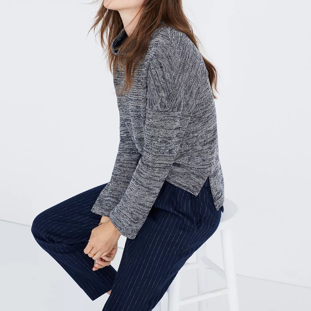 Madewell Mock Neck Pullover Top Textured Marled Knit Size Small